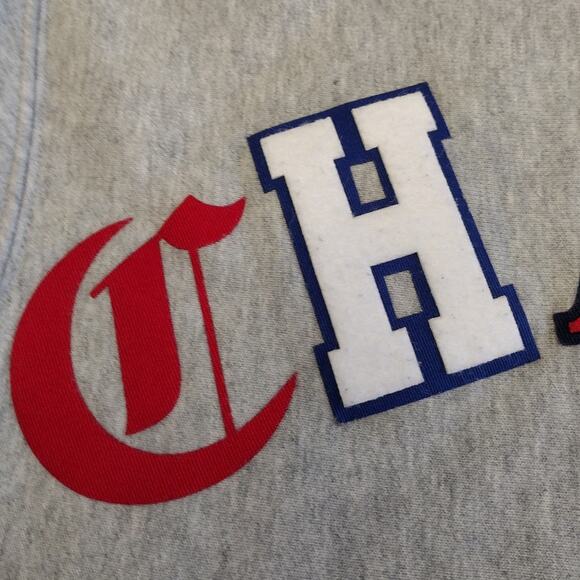 Champion Oversized Cropped VARSITY Old English Letter Reverse Weave Hoodie Large - Picture 4 of 16